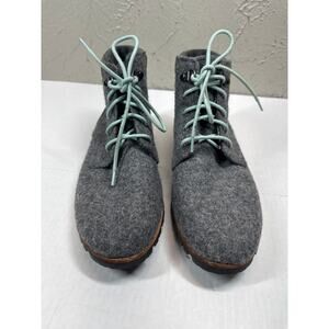 Woolrich Gray Hiking Sneakers Lace Up Vibram Padded Collar Boots‎ Womens Size 9